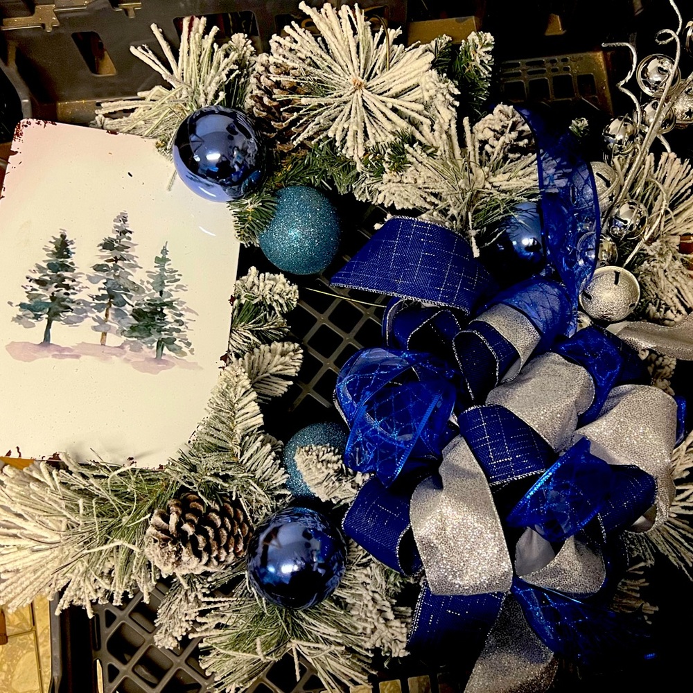 White Christmas holiday wreath.